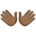 👐🏿 open hands: dark skin tone display on Facebook